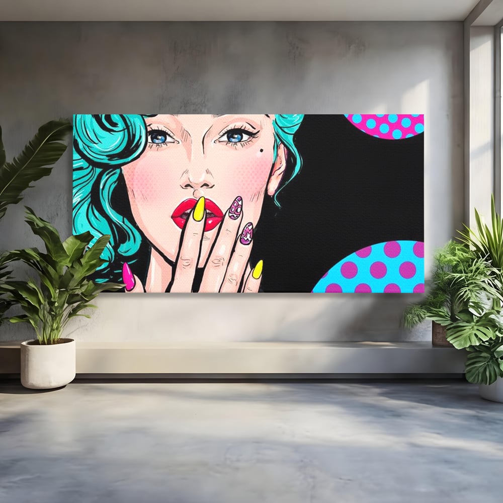 Tablou canvas cu tablou canvas cu femeie pop art, fara rama, pe sasiu de lemn